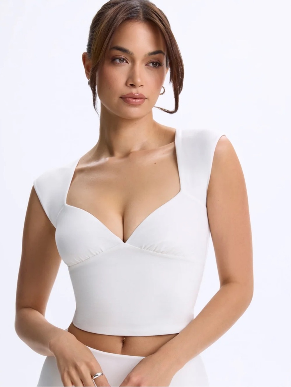 Oh Polly Cora
Modal Ruched Cap-Sleeve Top in White